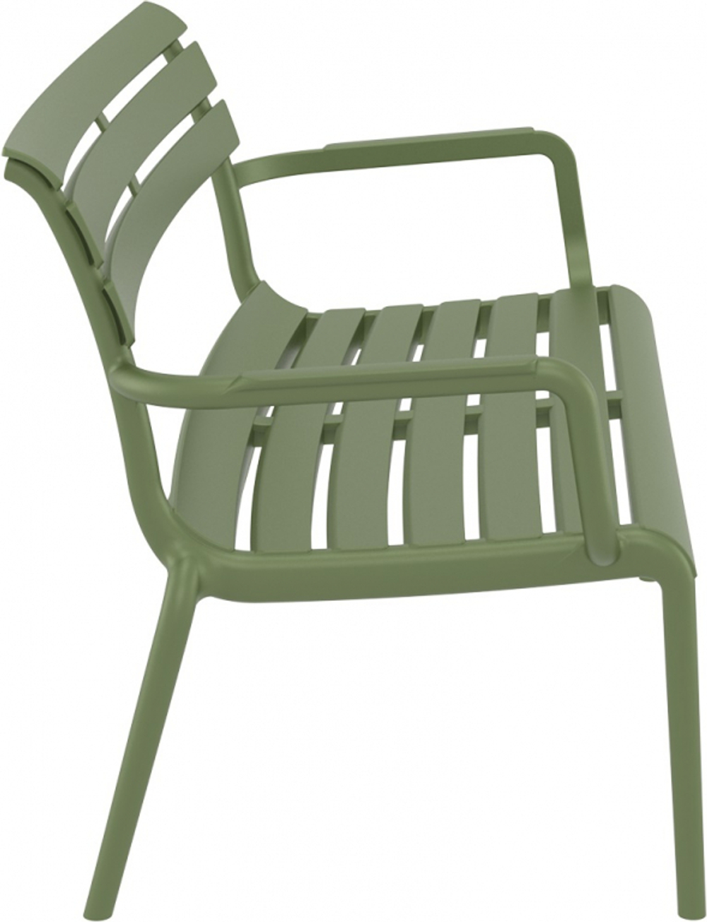 Диван пластиковый двухместный Siesta Contract Paris Lounge, оливковый