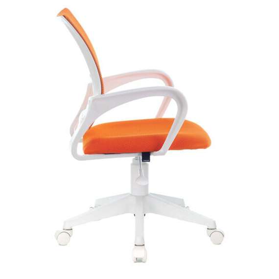 Кресло BRABIX &quot;Fly MG-396W&quot;, с подлокотниками, пластик белый, сетка, оранжевое, 532401