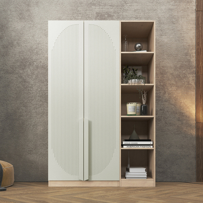 Шкаф Агератум МДФ двухсекционный с стеллажом Лайн керамика (0,27) А10032 матовая - Дуб Сонома 3025  190*60*220