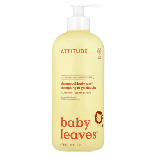 ATTITUDE, Little Leaves Science, натуральный шампунь и гель для душа 2 в 1, грушевый нектар, 473 мл (16 жидк. унций)
