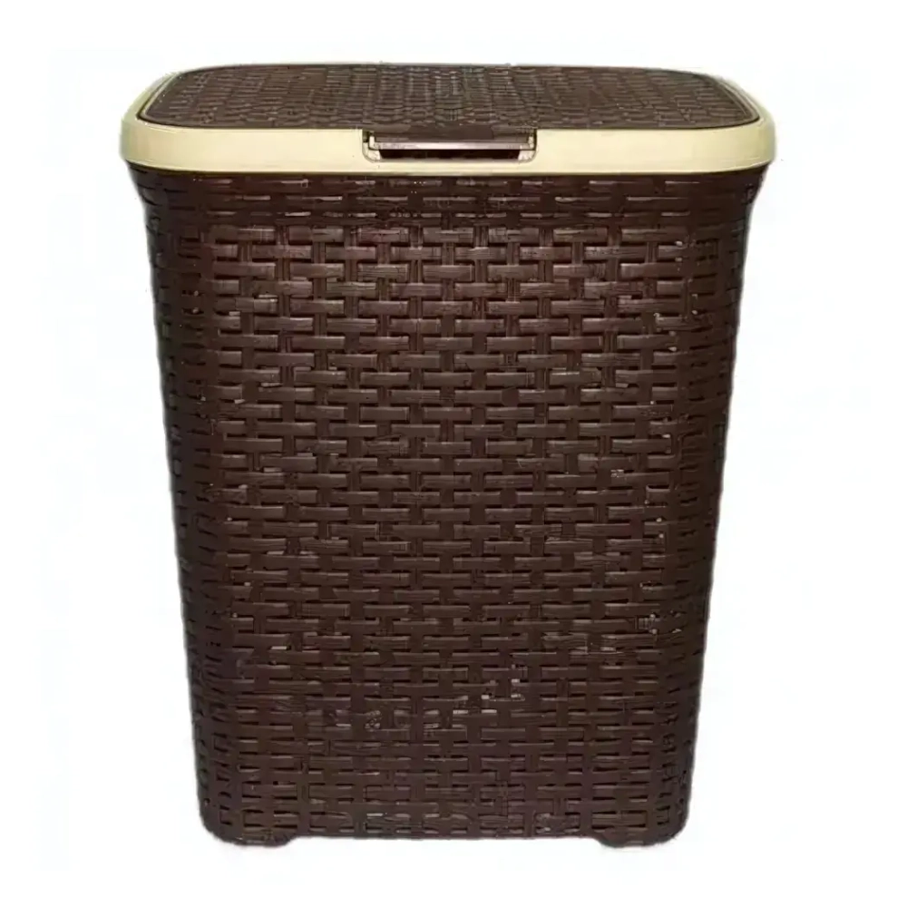 Корзина для белья 40л. с крышкой коричневая