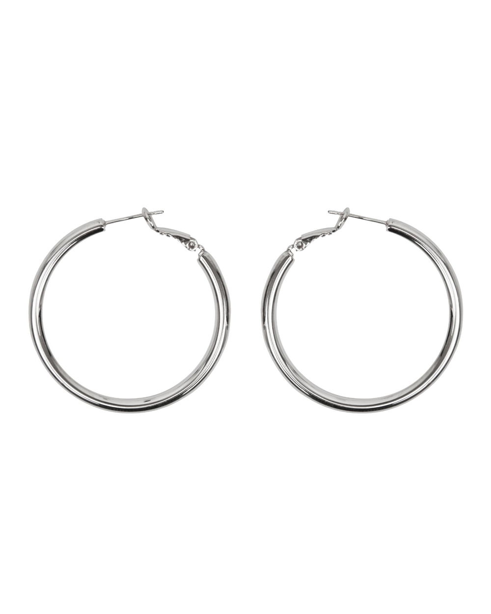 Серьги тонкие кольца, гладкий металл, серебро