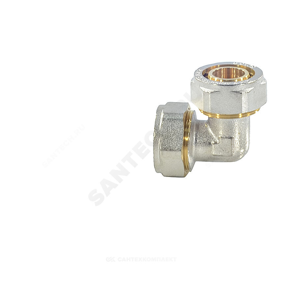 Угольник МП латунь никель обжим Дн 26х90гр ГОСТ 32415-2013 7005 Aquasfera 7005-03