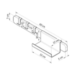 Вешалка настенная 60х12х10, дубовая, для одежды, с крючками и полкой, в прихожую, массив дуба, Dipriz