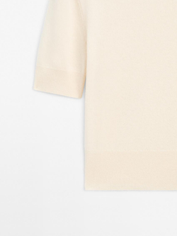 Massimo Dutti Свитер с короткими рукавами из смесовой шерсти, ванильный
