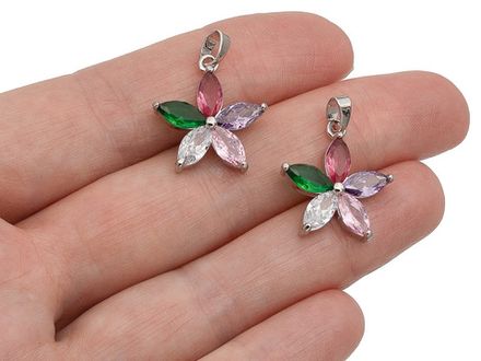 Подвеска Цветок со стразами 19,5мм