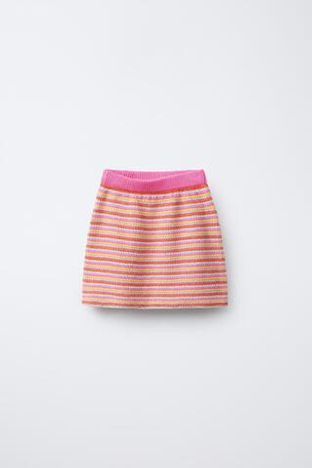 ZARA ТРИКОТАЖНАЯ ЮБКА В ПОЛОСКУ, РАЗНОЦВЕТНЫЙ