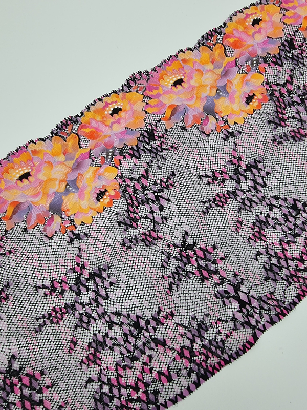 Кружево эластичное фиолетовый/мультиколор К635