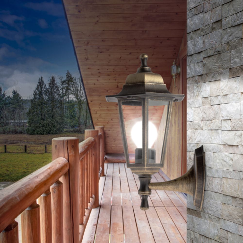 Садово-парковый светильник ЭРА НБУ 06-60-001 бронза 6 гранный настенный IP44 Е27 max60Вт | Садово-парковые светильники