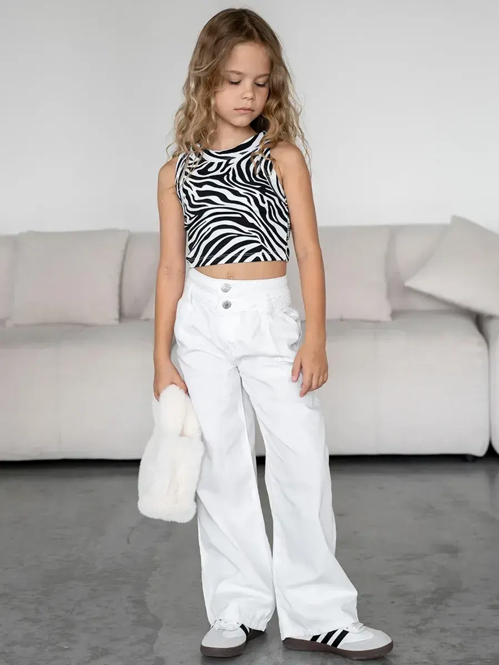 Летний кроп топ трикотажный детский