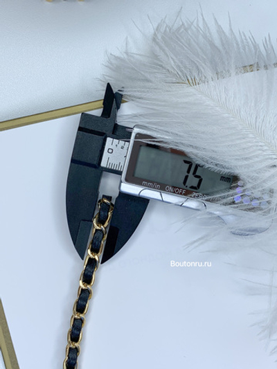 Тесьма цепь золотая с кожаной черной вставкой