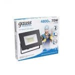 Прожектор Gauss LED Elementary 70W 7200lm IP65 6500K черный 613100370