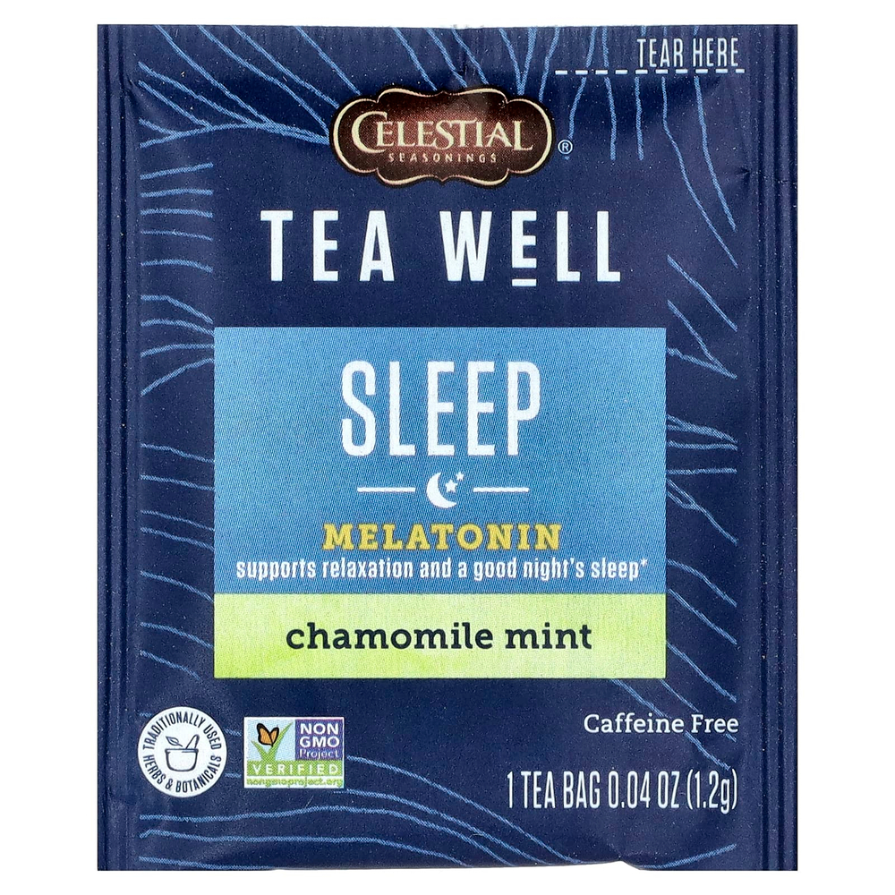 Celestial Seasonings, Tea Well, для сна, ромашка и мята, без кофеина, 12 чайных пакетиков, 14 г (0,5 унции)
