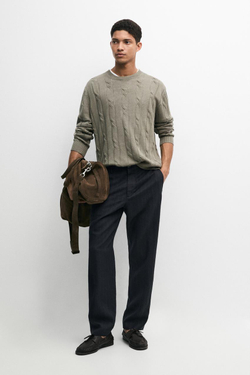 Massimo Dutti Льняные брюки в полоску, темно-синий