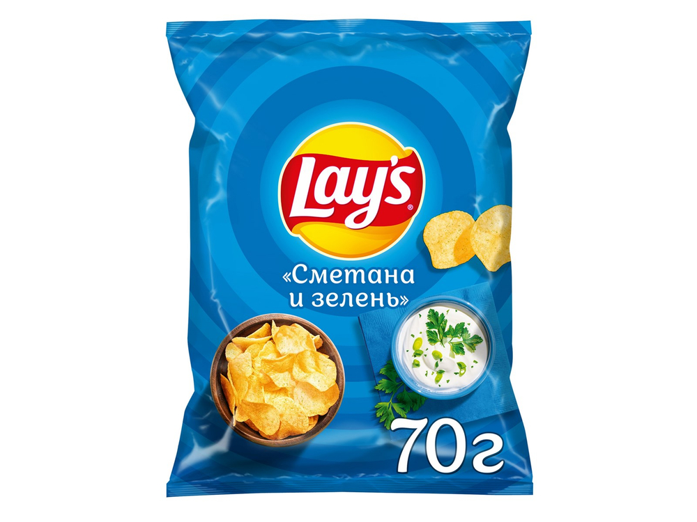 Чипсы LAYS СМЕТАНА/ЗЕЛЕНЬ 70 гр