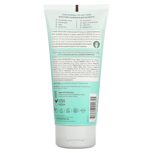 Babo Botanicals, Кондиционер на растительной основе с эвкалиптом, для нормальных и жирных волос, 180 мл (6 жидк. унц.)