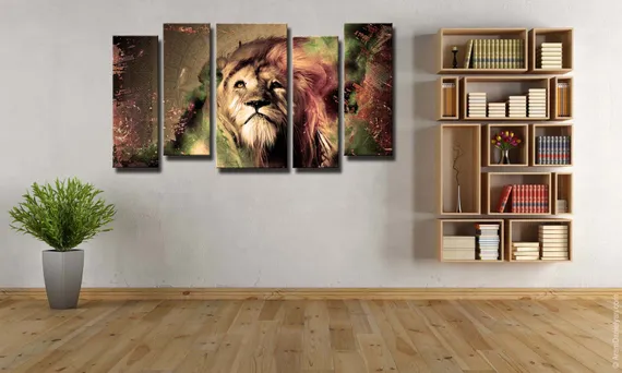 Модульная картина "Лев - царь зверей"