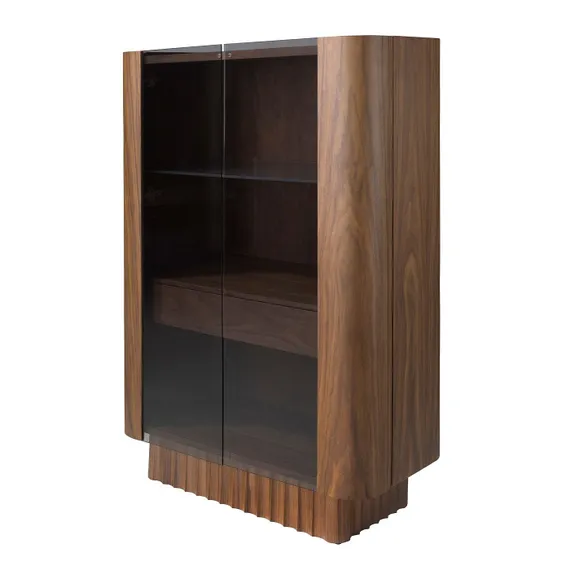 Высокий буфет 3273/TV-24051 из ореха и закаленного стекла с подсветкой