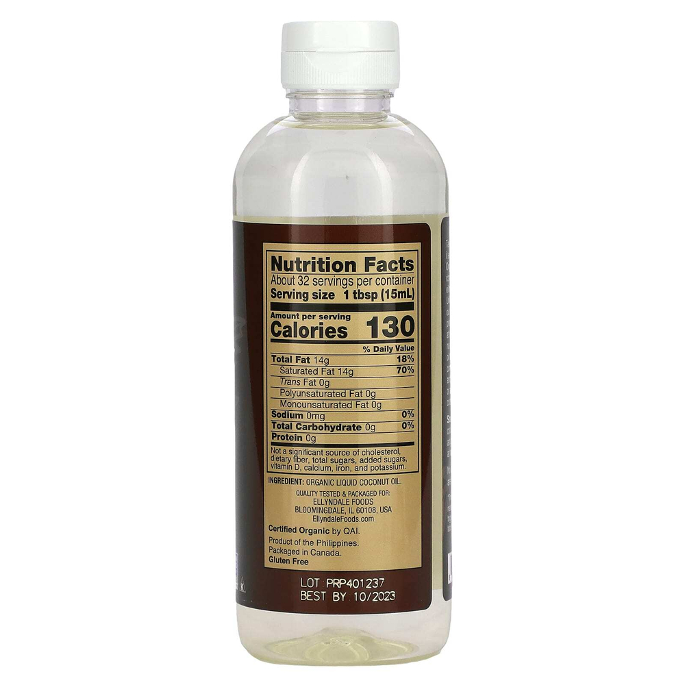 NOW Foods, Ellyndale Organics, органическое жидкое кокосовое масло, чистый кокос, 473 мл (16 жидк. унц.)