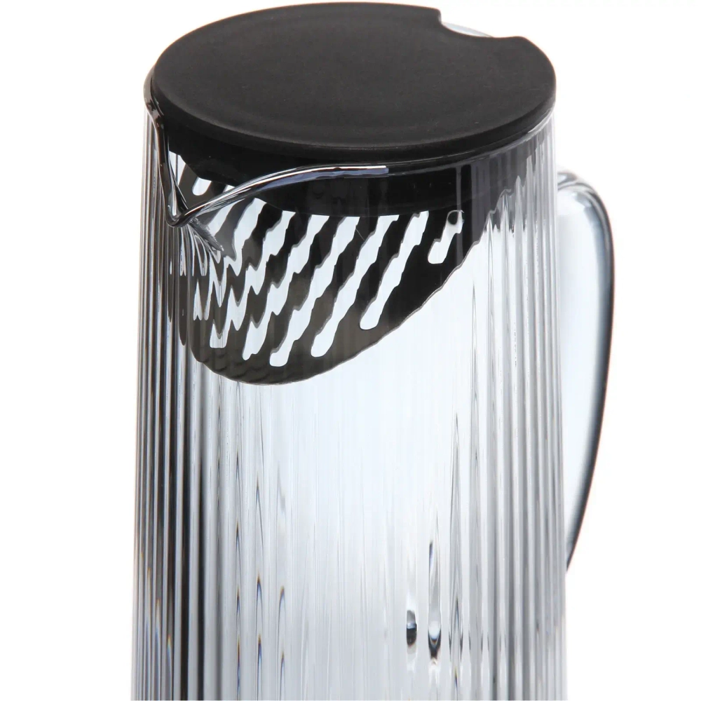 Кувшин стеклянный 1200мл «Орфей» с пластиковой крышкой и ситом, серый