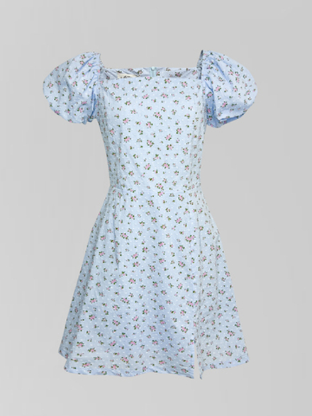 Платье AiZmode 25 короткое в цветочек с рукавом-фонариком
