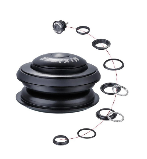 Рулевая колонка MIXIEER, 1-1/8"-1.5", безрезьбовая, ZS 44/28.6  ZS 44/30, подшипники 5/32"x20- 2шт, с якорем, высота 11.5мм, черная (100)