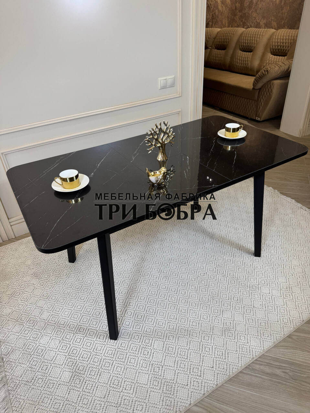 Кухонный раздвижной стол "Модерн", черный мрамор