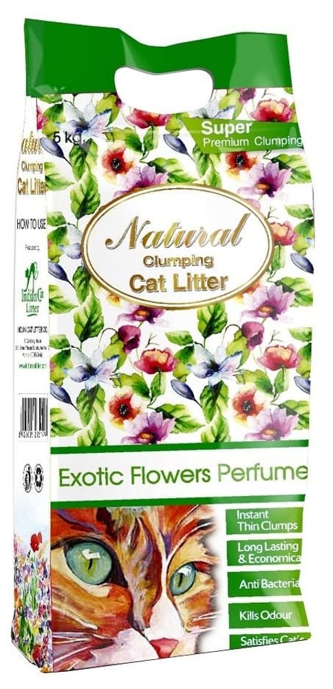 Indian Cat Litter Аромат №5 Экзотические цветы наполнитель бентонит