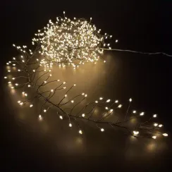 Светодиодная нить кластер 960 теплых белых ламп, 6 м., 24В, 8 режимов, таймер, черный провод, LUCA (85409)