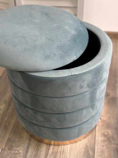 Пуф для гостиной ФРЕД бирюзовый BM-88, велюр / золотой каркас