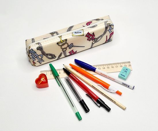 Школьный пенал с 2 отделениями, сиреневый, 11 предметов