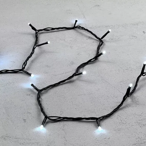 Светодиодная нить 100 холодных белых LED ламп, 10 м., 24В, черный провод ПВХ, LTC (PST100-11-1W)