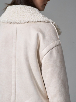 Двусторонняя дубленка из искусственного меха тедди чебурашка, SilverFox (арт. S1183-200)