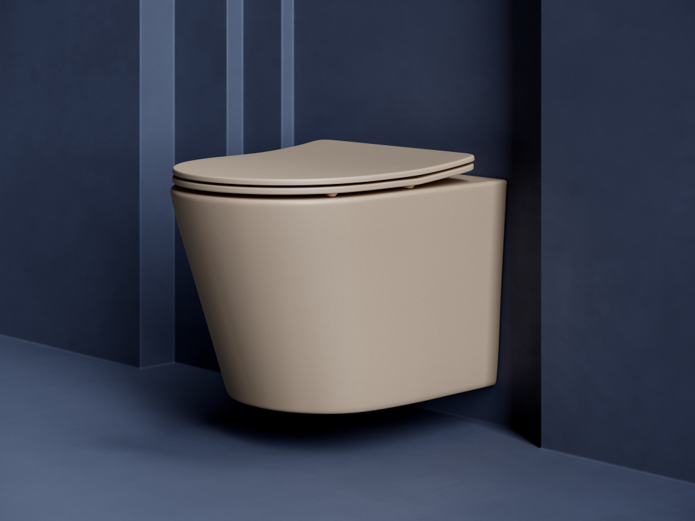 Комплект подвесной безободковый унитаз Ceramica Nova Balearica CN6000MC капучино матовый с сиденьем микролифт + инсталляция Am.Pm ProC I012707.0238 с клавишей смыва ProC S, чёрная матовая