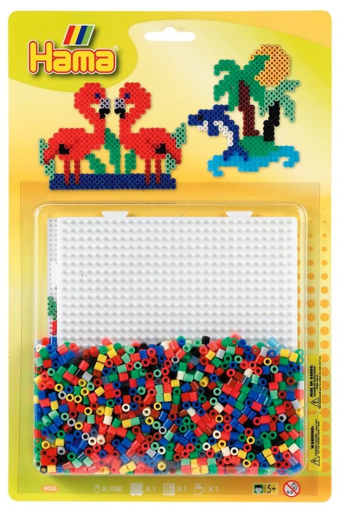 Hama Набор термомозаики Midi 1100 шт + Фламинго (4026)