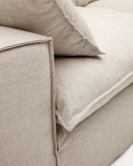 Anarela 3-местный диван со съемным чехлом и льняными подушками бежевого цвета 280 см