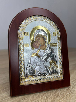 Владимирская БМ, икона арочная, красное дерево 105х140