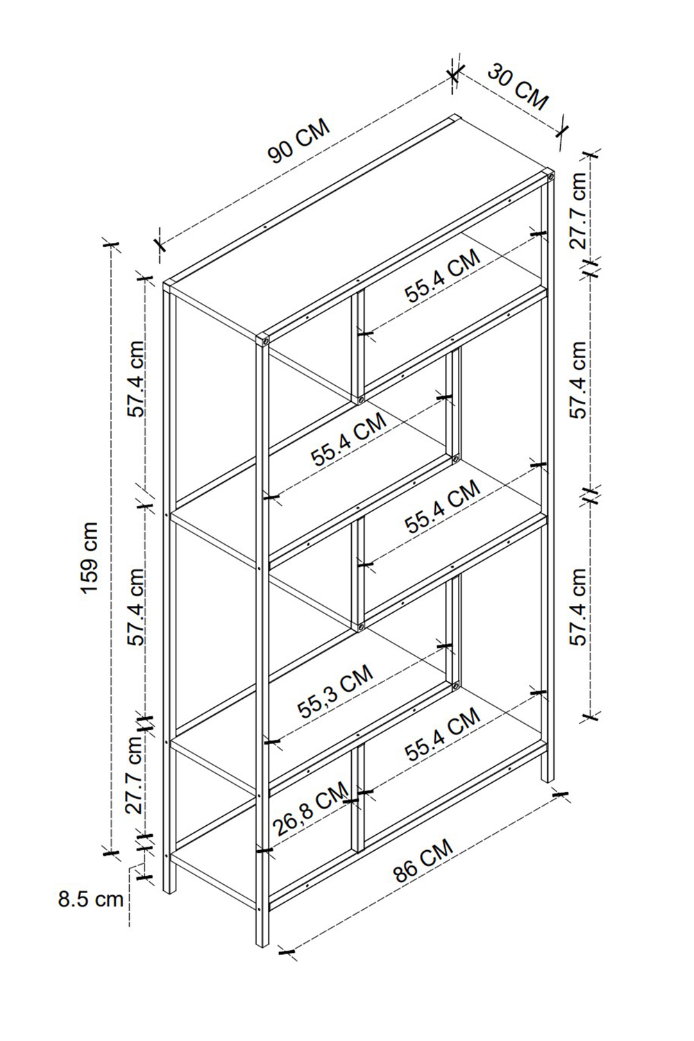 Стеллаж LARRISA 160х90 - сосна