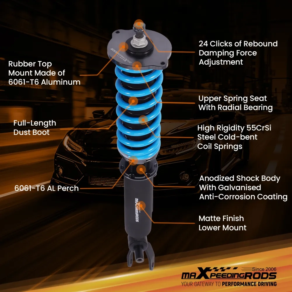 Coilovers 24 Way Adjustable Lowering Kit подходит для автомобиля Audi A4 B5 compatible for FWD 1995-2001