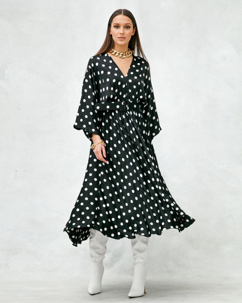 Платье сатиновое с большим горохом – купить за 12 880 ₽ | MISS CHIC
