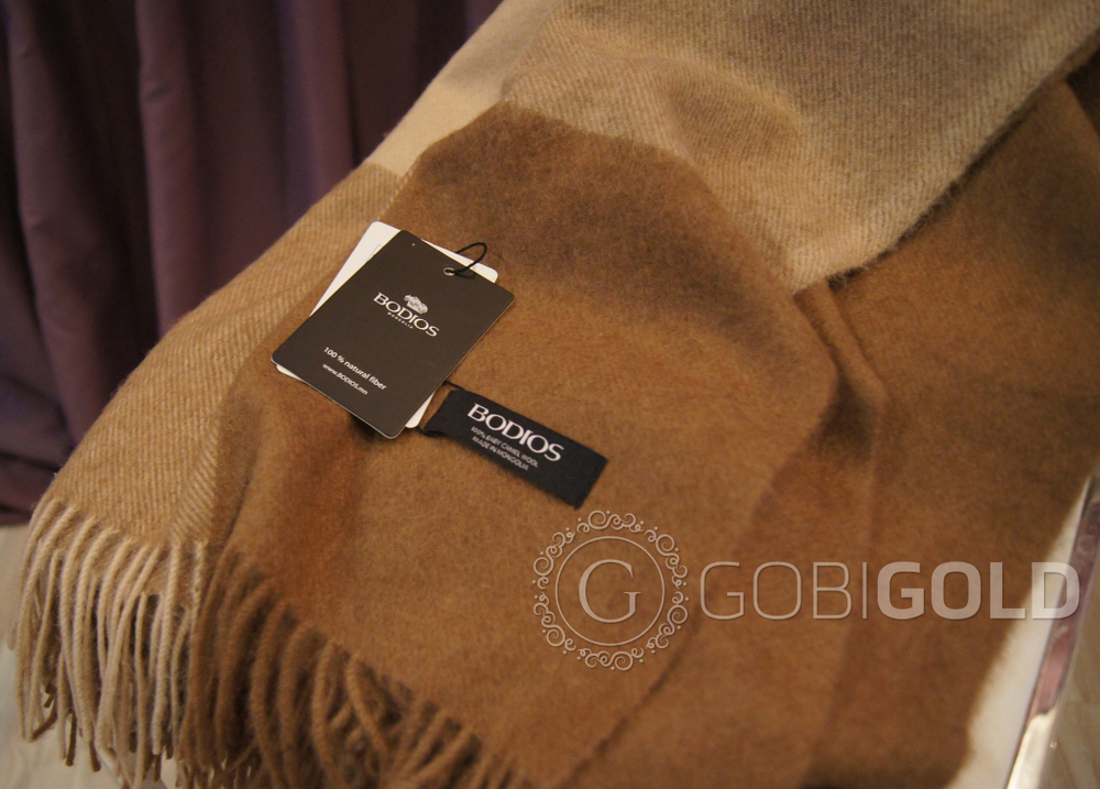 Плед из 100% шерсти молодого верблюжонка 150x200 см. (BODIOS) - камэл-бежевый