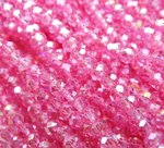 БП044ДС34 Хрустальные бусины "рондель", цвет: арбузный розовый AB прозр., 3х4 мм, кол-во: 95-100 шт.