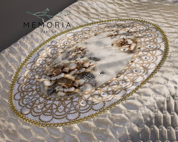 Комплект ритуальный "Перла" в овале молочный