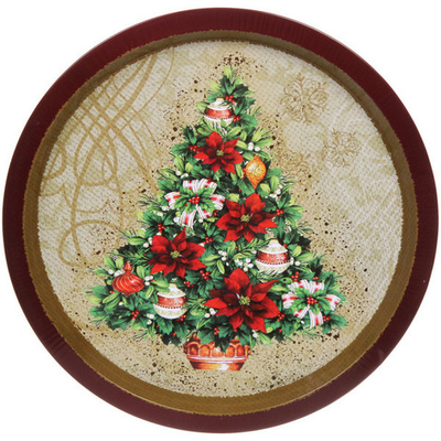 Поднос жестяной 32см «Ёлочка пушистая»