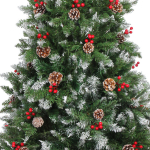 Ёлка «Морозная» 240 см, ПВХ с шишками,ягодами и белым напылением (1566 веток)