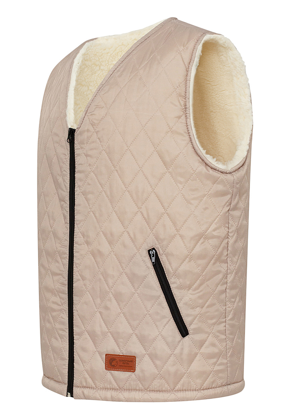 Жилет «Лад» для дома на меху из натуральной овечьей шерсти (Чай с малиной)
