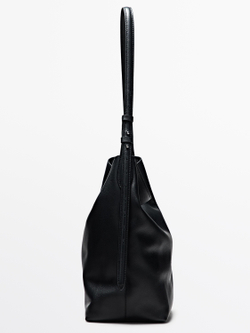 Massimo Dutti Сумка-мешок из кожи наппа, черный