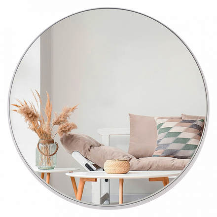 5057-Z2 (1) Зеркало интерьерное настенное в круглом корпусе из металла, d=50,5см, белый, Рубин