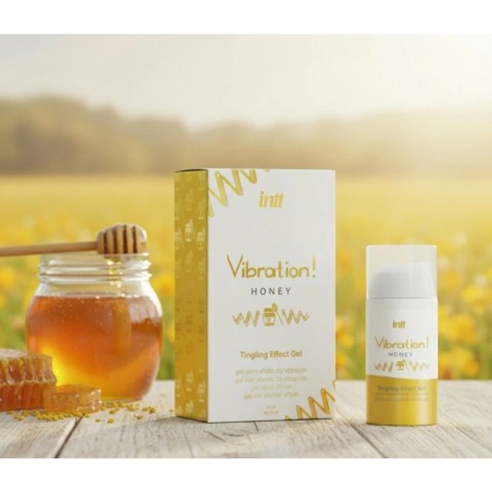 Возбуждающий гель с эффектом вибрации Vibration! HONEY (мёд) 15 мл. от INTT