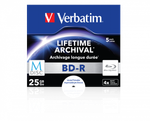 Оптический диск Verbatim BD-R 25GB 4X MDISC Lifetime archival Inkjet Printable, Slim Case, 5 шт